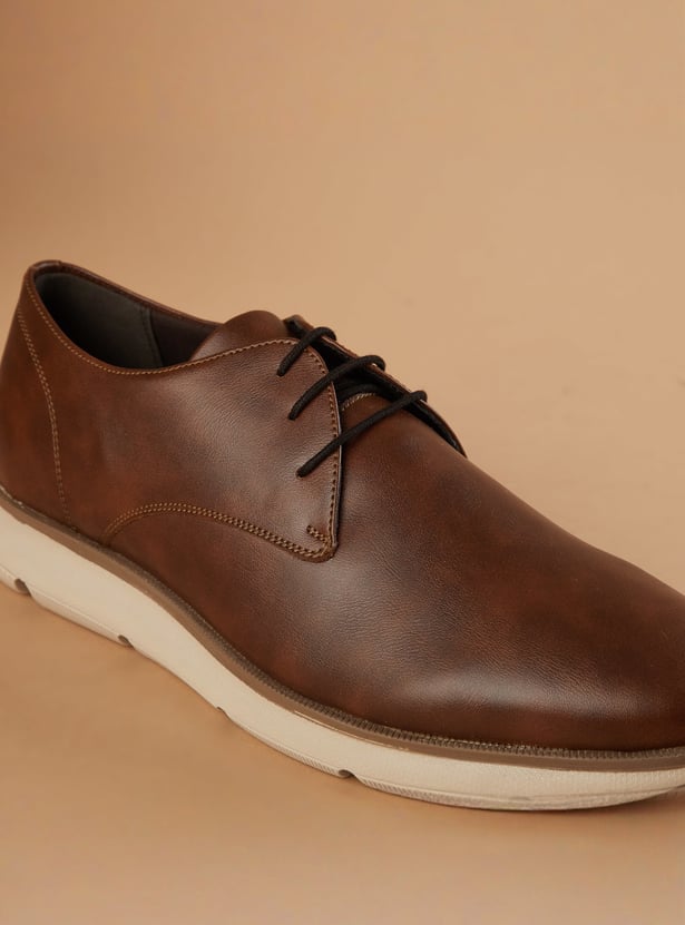 CODE Solid Lace-Up Derby Shoes