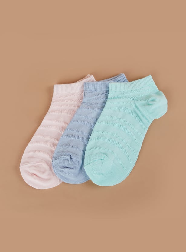 GINGER Striped Knit Ankle Length Socks - Pack of 3