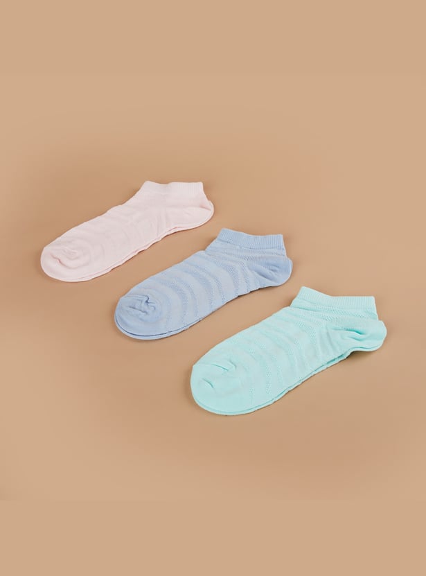 GINGER Striped Knit Ankle Length Socks - Pack of 3