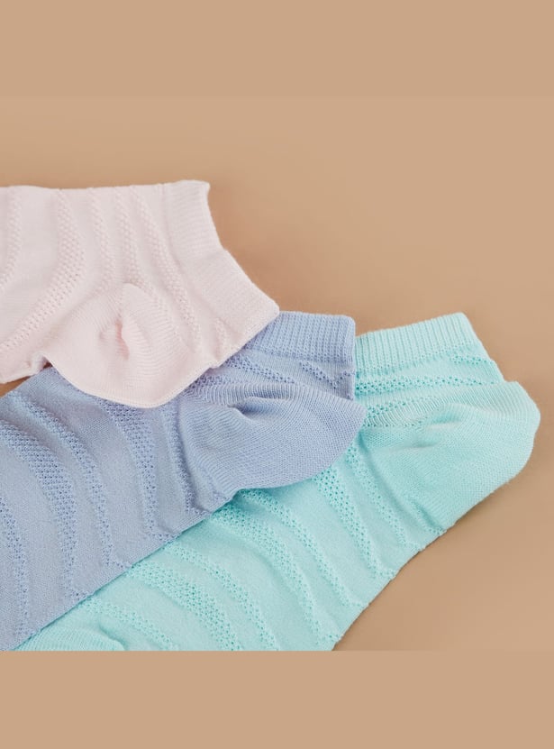 GINGER Striped Knit Ankle Length Socks - Pack of 3