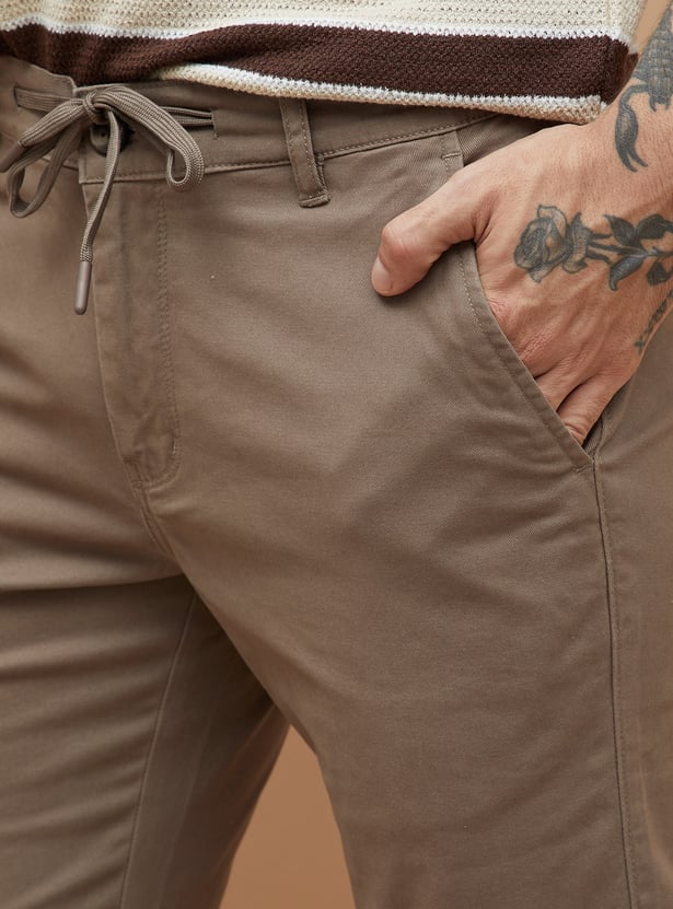 FAME FOREVER Solid Slim Tapered Trousers