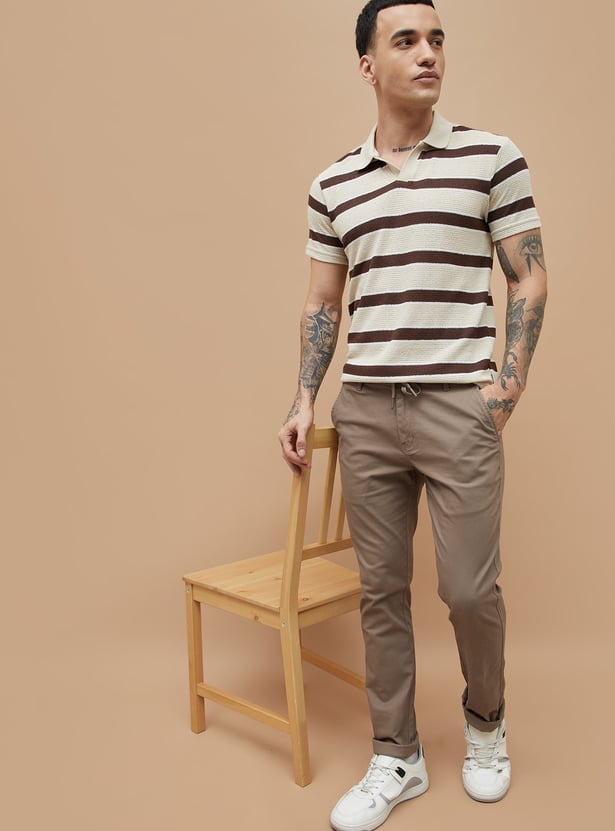 FAME FOREVER Solid Slim Tapered Trousers