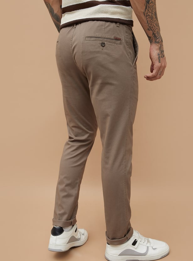 FAME FOREVER Solid Slim Tapered Trousers