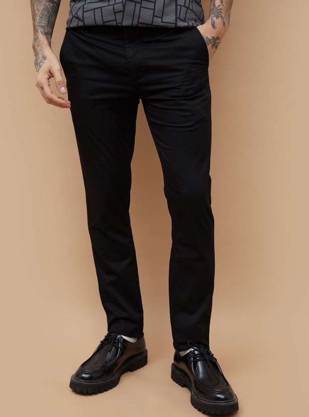 FAME FOREVER Solid Slim Tapered Trousers