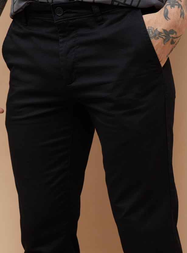 FAME FOREVER Solid Slim Tapered Trousers