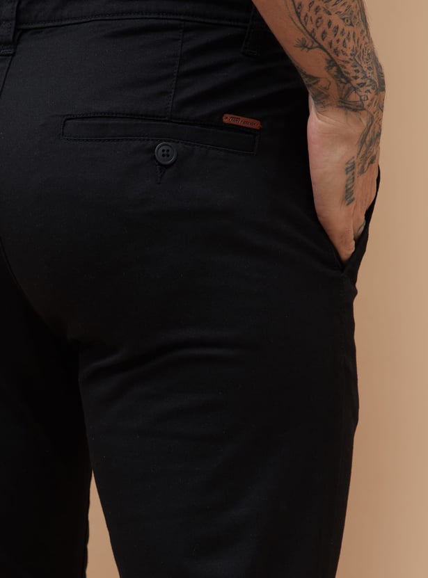 FAME FOREVER Solid Slim Tapered Trousers