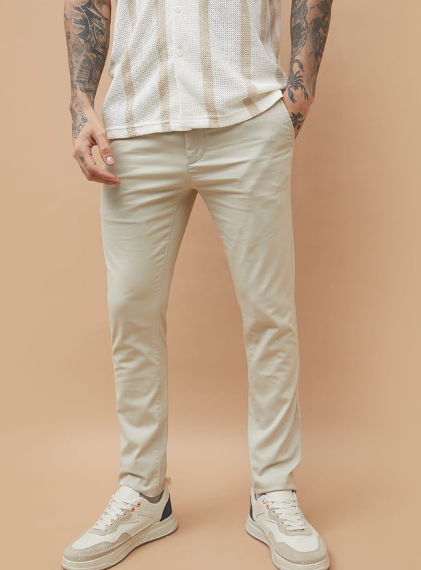 FAME FOREVER Solid Slim Tapered Trousers