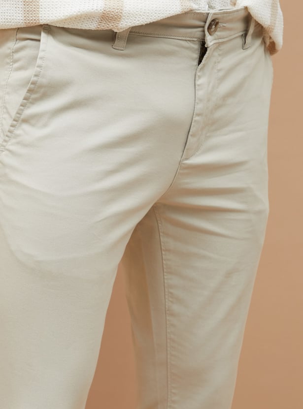 FAME FOREVER Solid Slim Tapered Trousers