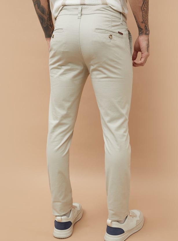 FAME FOREVER Solid Slim Tapered Trousers