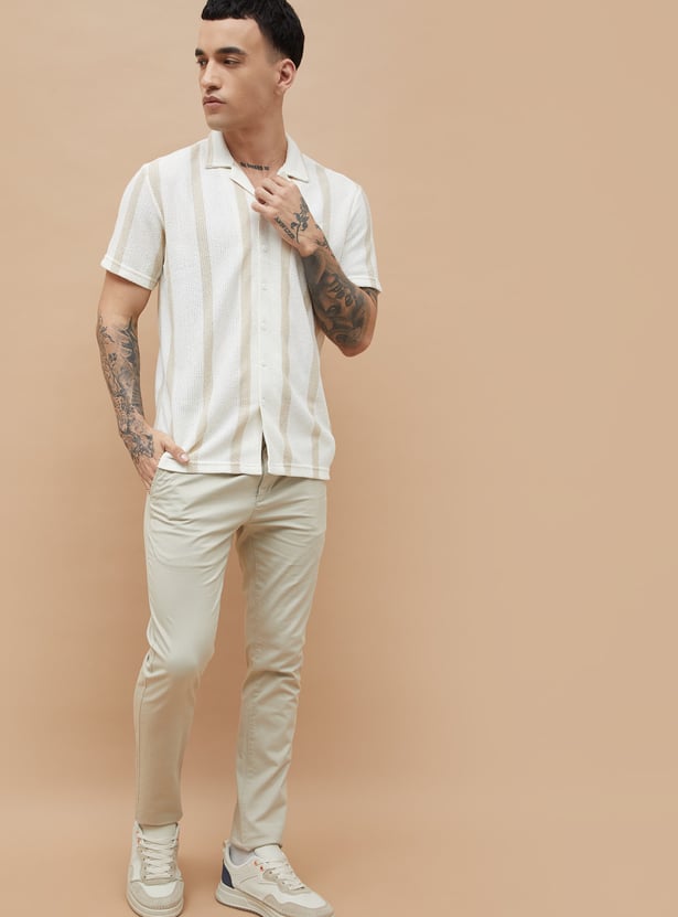 FAME FOREVER Solid Slim Tapered Trousers