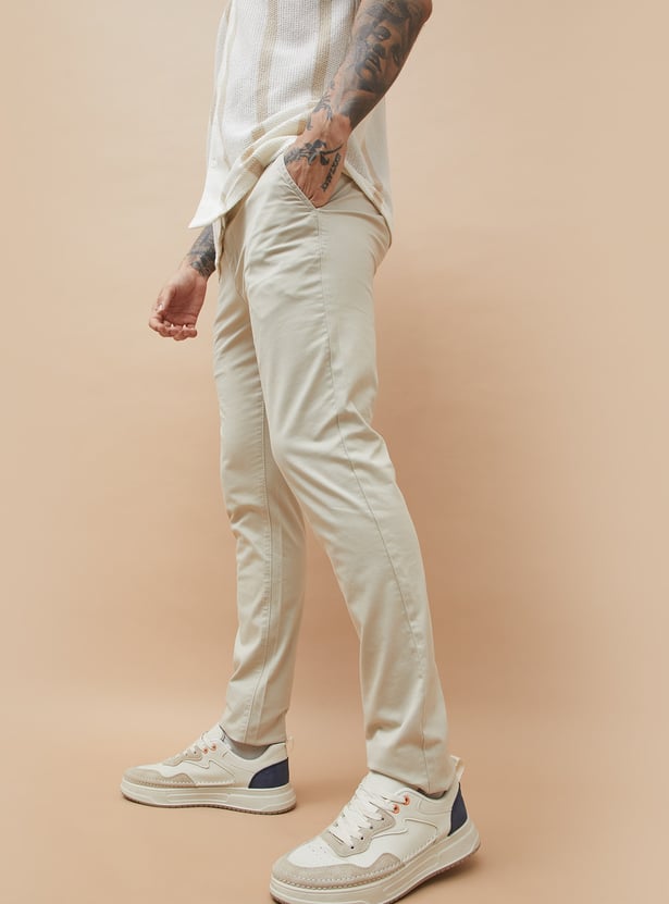 FAME FOREVER Solid Slim Tapered Trousers