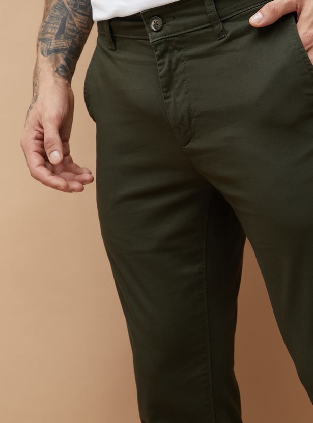 FAME FOREVER Solid Slim Tapered Trousers