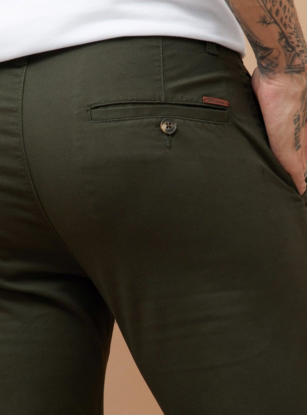 FAME FOREVER Solid Slim Tapered Trousers