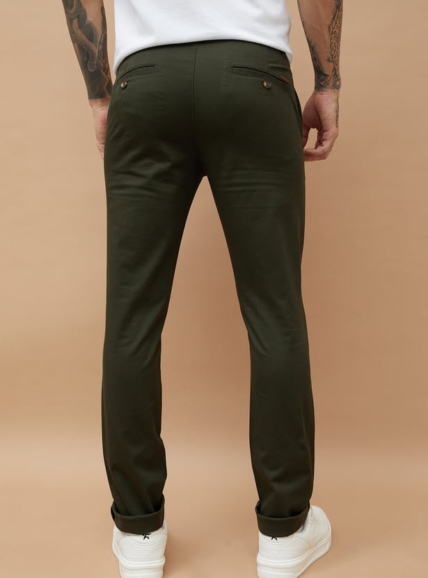 FAME FOREVER Solid Slim Tapered Trousers