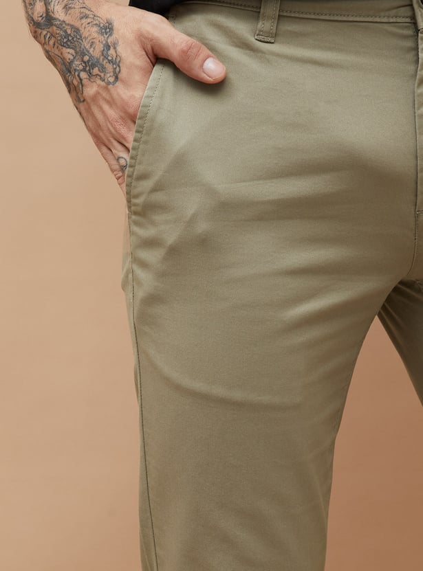 FAME FOREVER Solid Slim Tapered Trousers