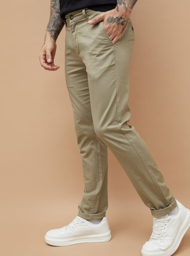 FAME FOREVER Solid Slim Tapered Trousers