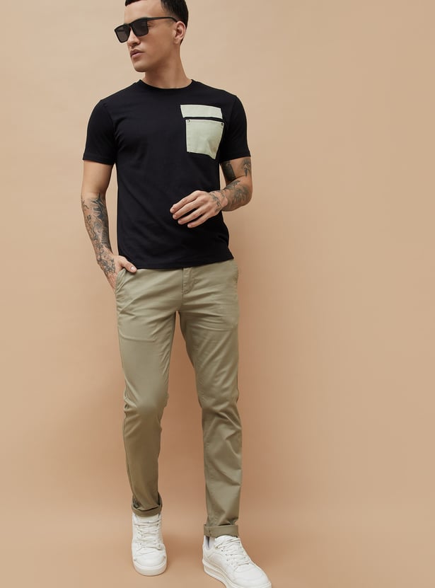 FAME FOREVER Solid Slim Tapered Trousers