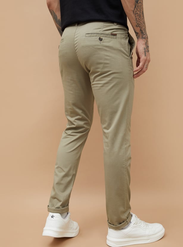 FAME FOREVER Solid Slim Tapered Trousers