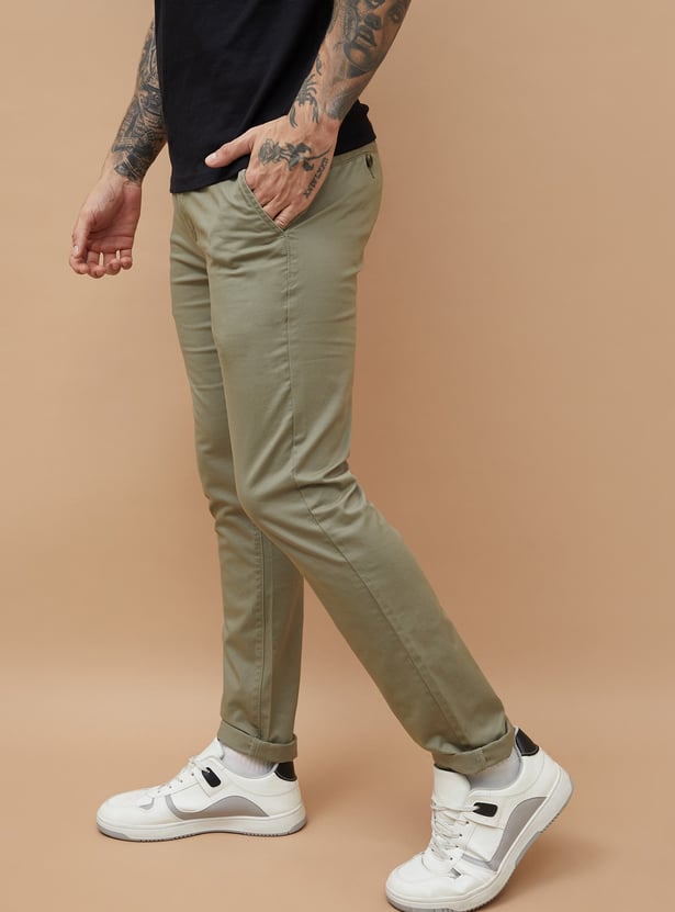 FAME FOREVER Solid Slim Tapered Trousers