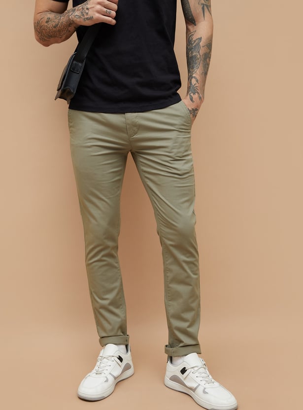 FAME FOREVER Solid Slim Tapered Trousers