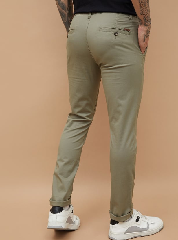 FAME FOREVER Solid Slim Tapered Trousers