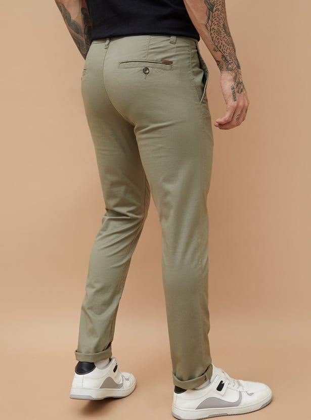 FAME FOREVER Solid Slim Tapered Trousers