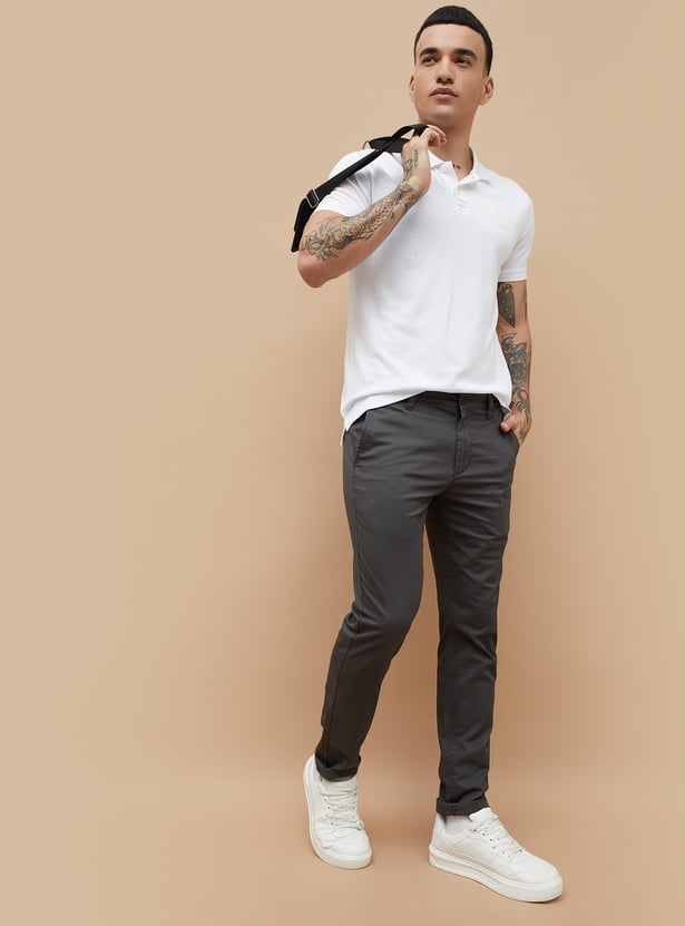 FAME FOREVER Solid Slim Tapered Trousers