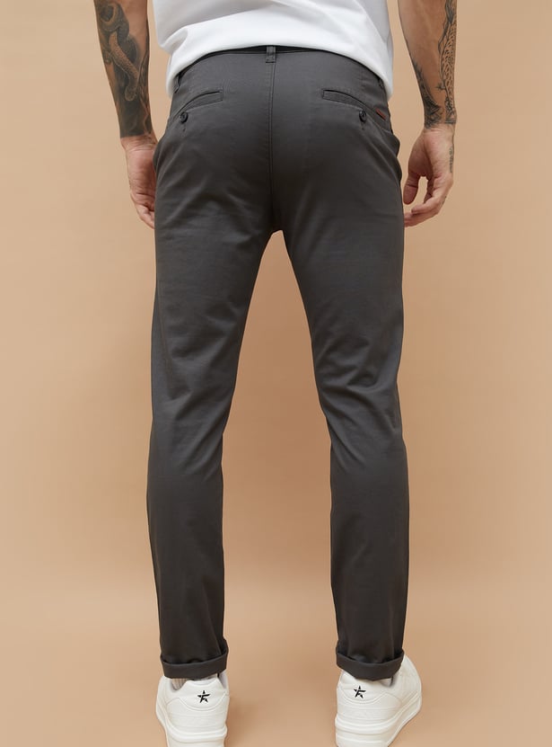 FAME FOREVER Solid Slim Tapered Trousers