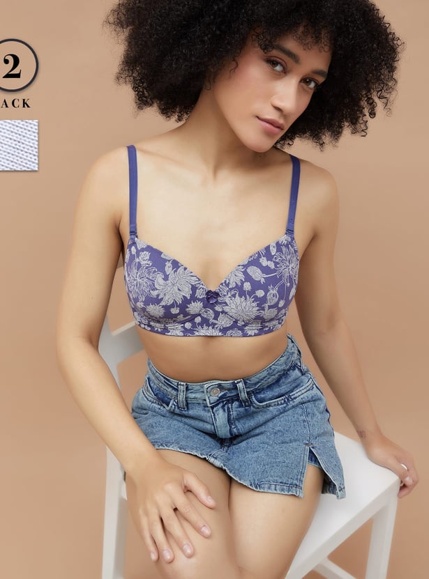 GINGER Assorted Padded Non Wired T-shirt Bra - Pack of 2
