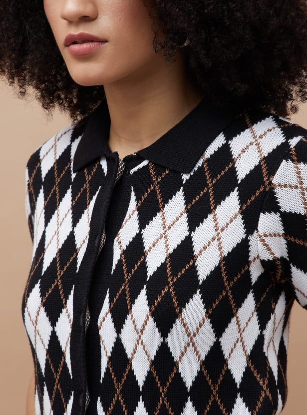 GINGER Argyle Knit Top