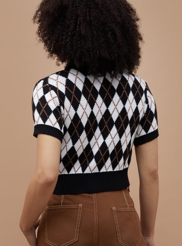 GINGER Argyle Knit Top