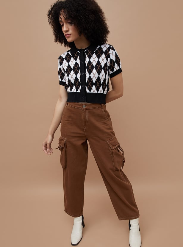 GINGER Argyle Knit Top