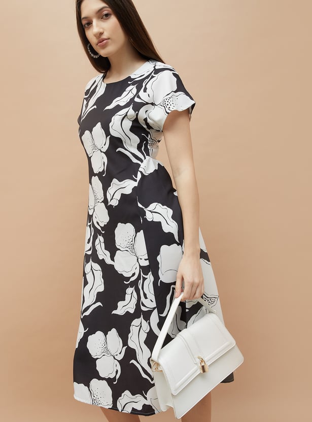 CODE Floral Print A-line Midi Dress