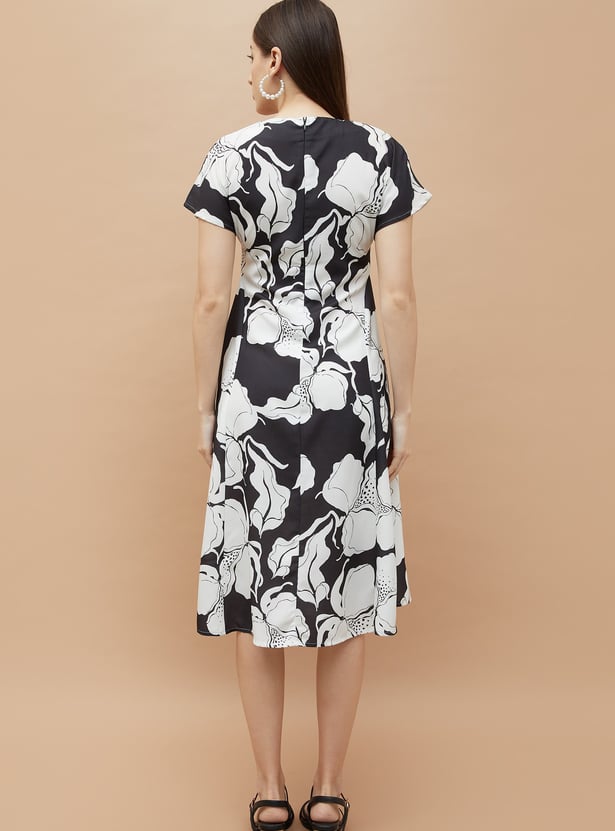 CODE Floral Print A-line Midi Dress