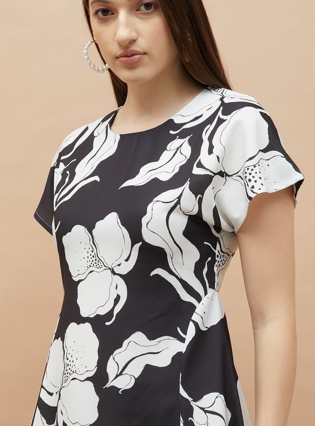 CODE Floral Print A-line Midi Dress