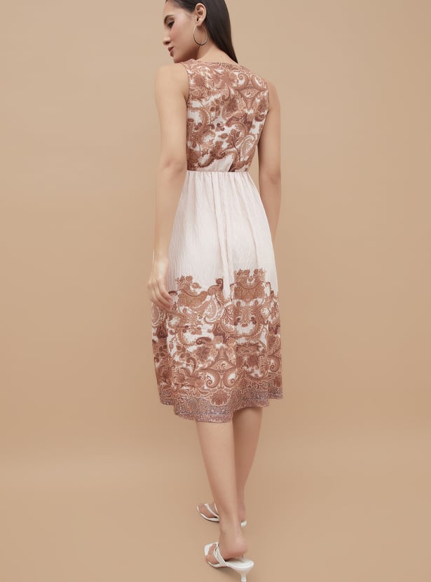 CODE Printed Fit & Flare Dress
