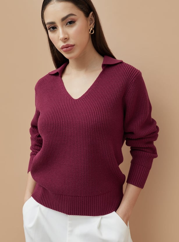 CODE Knitted Collared Sweater