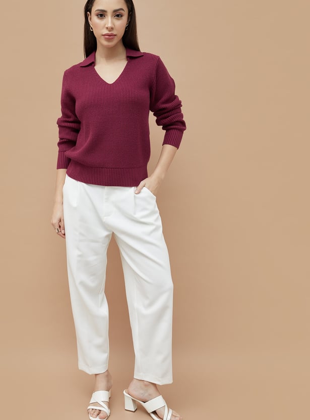 CODE Knitted Collared Sweater