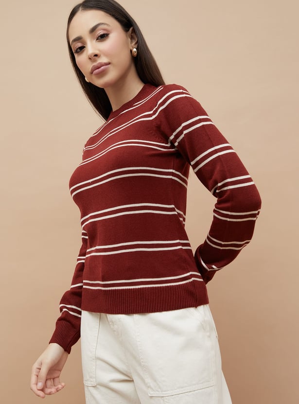 FAME FOREVER Striped Knit Top