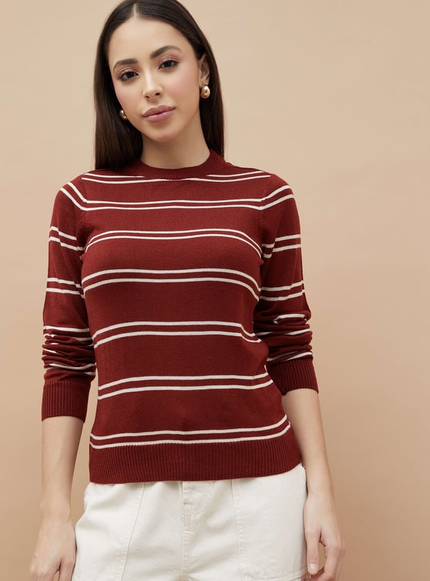 FAME FOREVER Striped Knit Top
