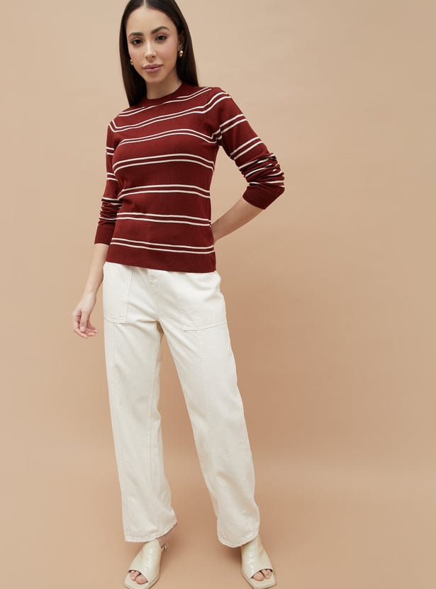 FAME FOREVER Striped Knit Top