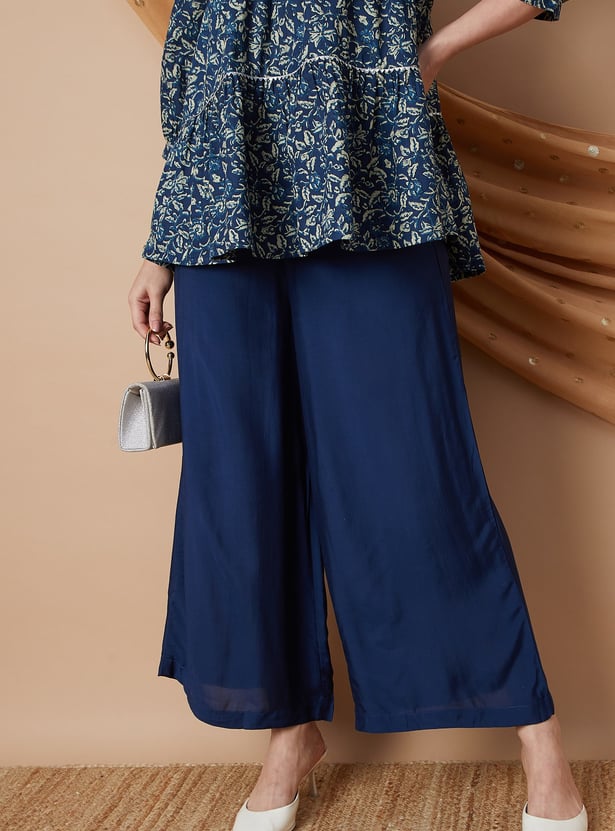 MELANGE Solid Elasticated Palazzos