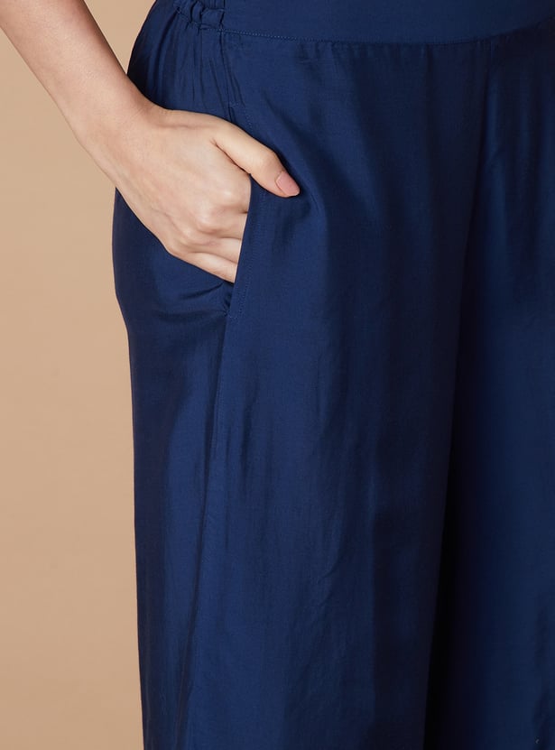 MELANGE Solid Elasticated Palazzos