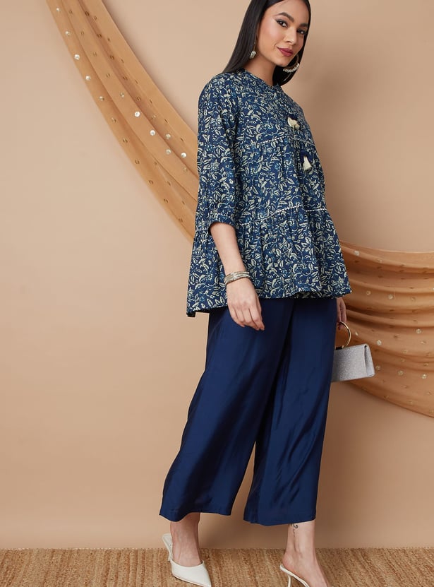 MELANGE Solid Elasticated Palazzos