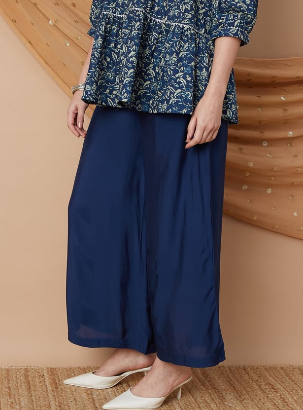 MELANGE Solid Elasticated Palazzos