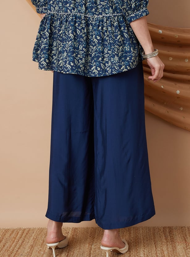 MELANGE Solid Elasticated Palazzos