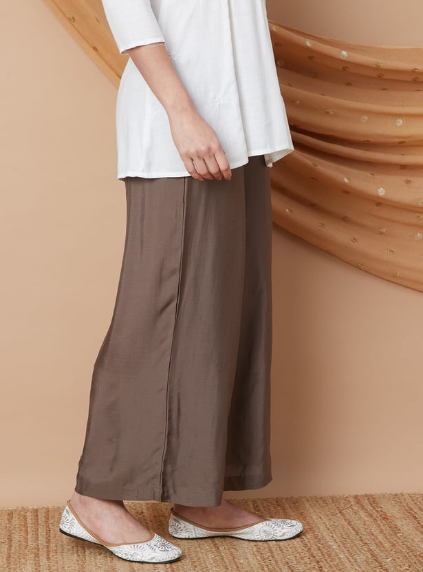 MELANGE Solid Elasticated Palazzos