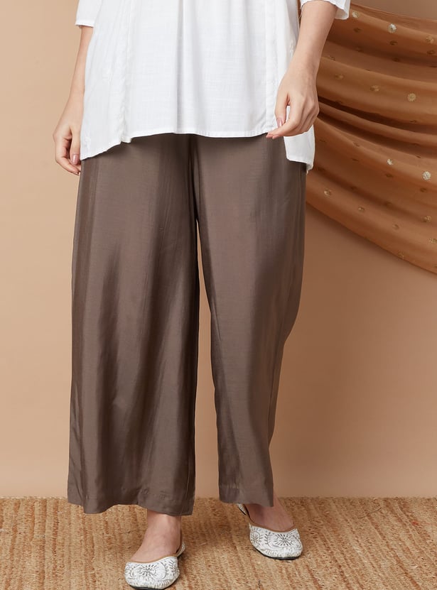 MELANGE Solid Elasticated Palazzos