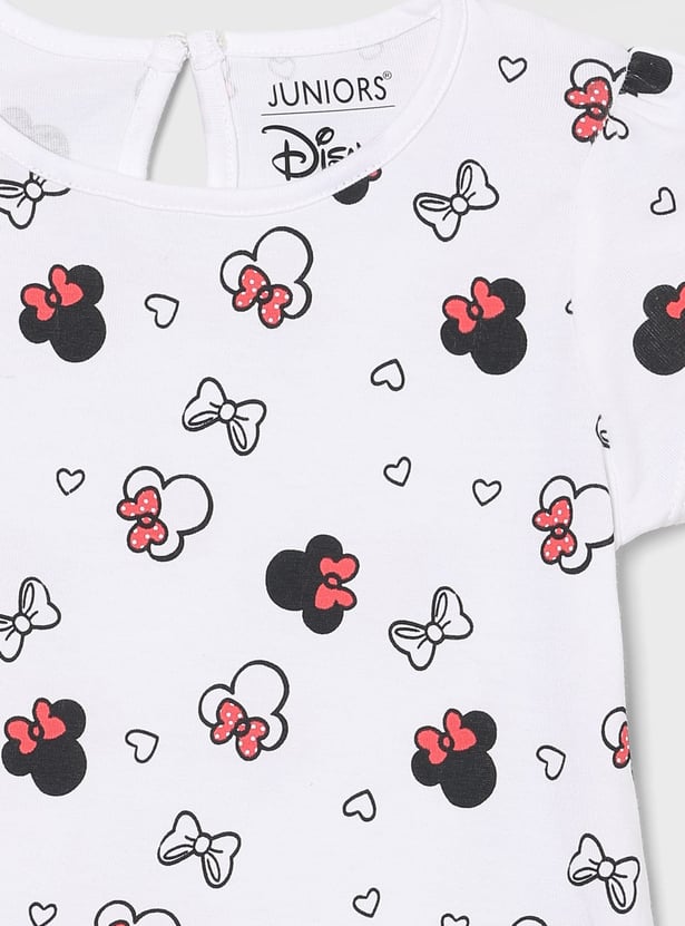 JUNIORS Girls Minnie Mouse Applique Dungarees With T-shirt