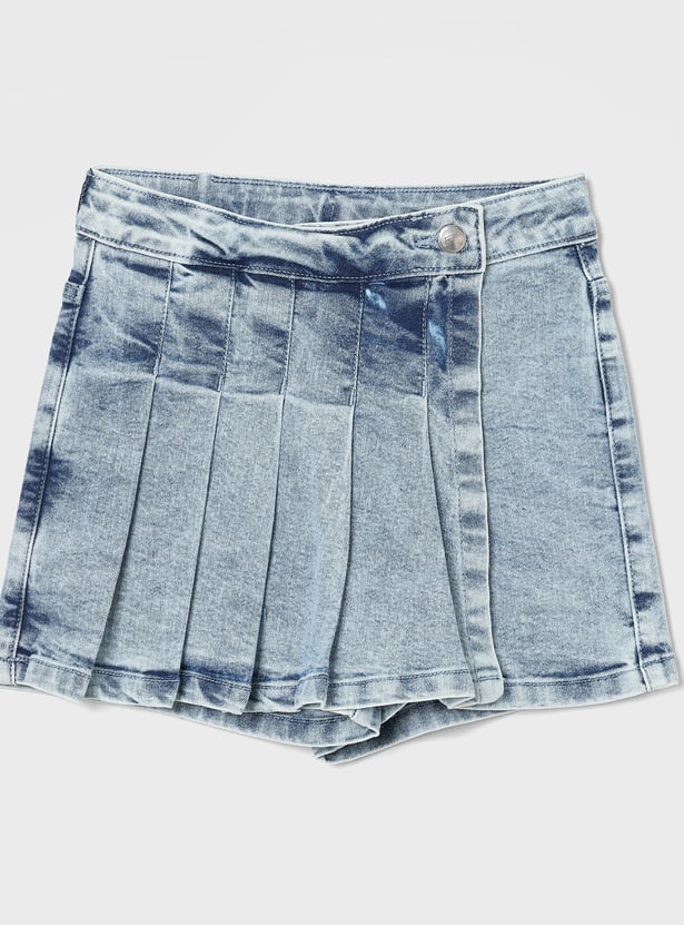 FAME FOREVER Girls Washed Denim Skort